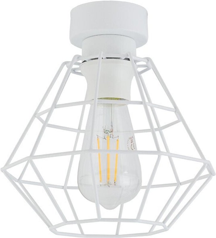 TK Diamond 22cm Drahtrahmen Halbbündige Deckenleuchte Weiß 1xE27