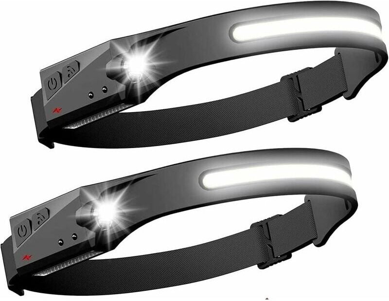 Set mit 2 LED-Scheinwerfersensor-Scheinwerfer Leistungsstarke Kopflampe cob xpe 5 Modi usb wiederaufladbare wasserdichte...