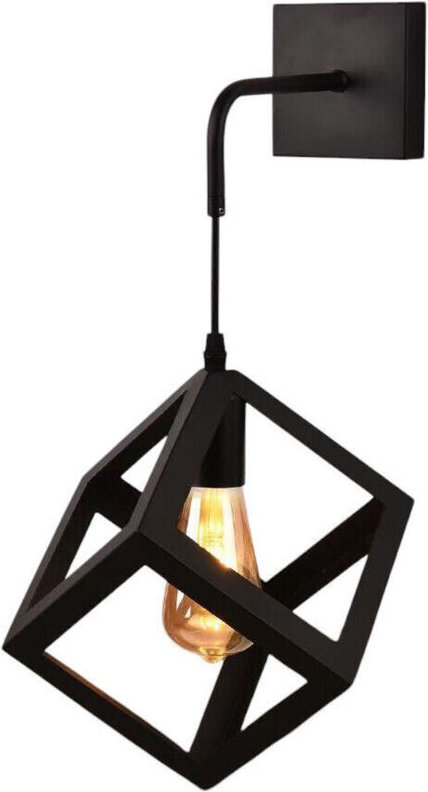 Trade Shop - APPLIQUE DA PARETE PENDENTE A FORMA DI CUBO 3D STILE MINIMAL PORTALAMPADA ATTACCO E27 AQ52 - Schwarz