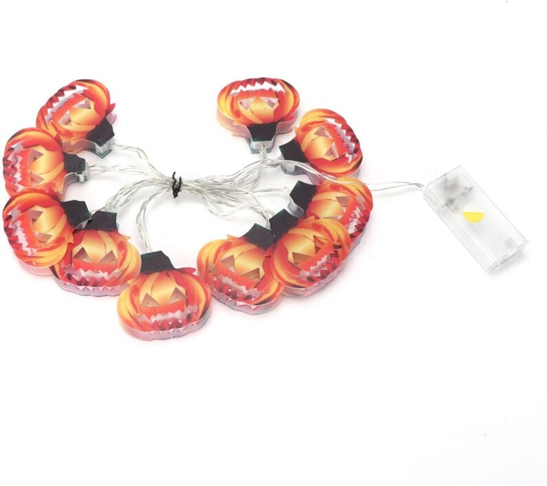 Lichterkette in Kürbisform mit 10 LEDs, batteriebetrieben, dekoratives Lampenzubehör für Halloween