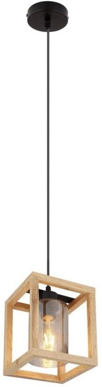 Pendellampe Hängeleuchte Wohnzimmerlampe Esszimmerleuchte Küchenleuchte, Metall Glas mdf rauchfarben dunkelbraun, Höhe a...