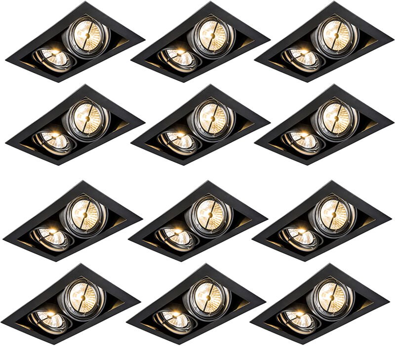 12er Set Einbauspots schwarz AR111 verstellbar 2-flammig - Oneon