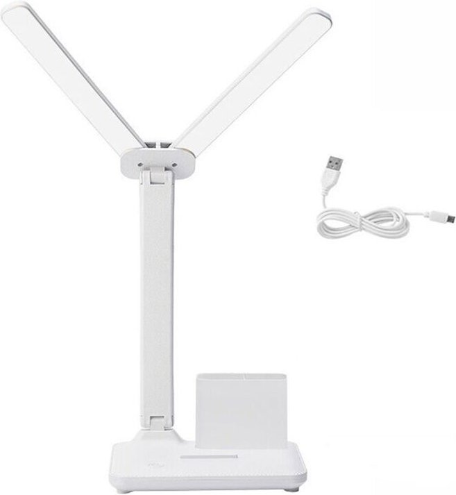 Rnemitery - Doppelkopf-LED-Schreibtischlampe, LED-Tischlampe mit USB-Aufladung für Zuhause/Büro