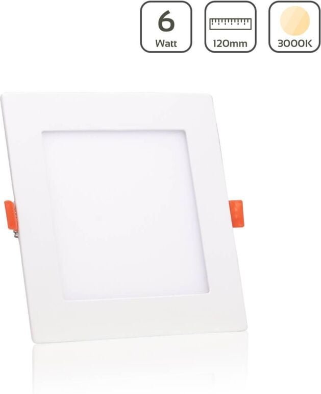 LED Panel Einbaustrahler eckig weiss - Lichtfarbe: Warmweiß 3000K - Ausführung: 6W 120x120mm Ausschnitt 105x105mm