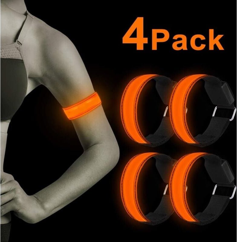 Thumbnail - Reflektierendes LED-Armband, 4er-Pack reflektierende LED-Armbänder, wasserdichtes und verstellbares Sicherheitsarmband m...