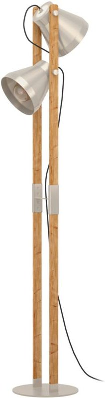 Eglo - Stehlampe Cawton, 2-flammige Eck Standleuchte mit schwenkbaren Spots, rustikale Stehleuchte aus geflammtem Holz u...