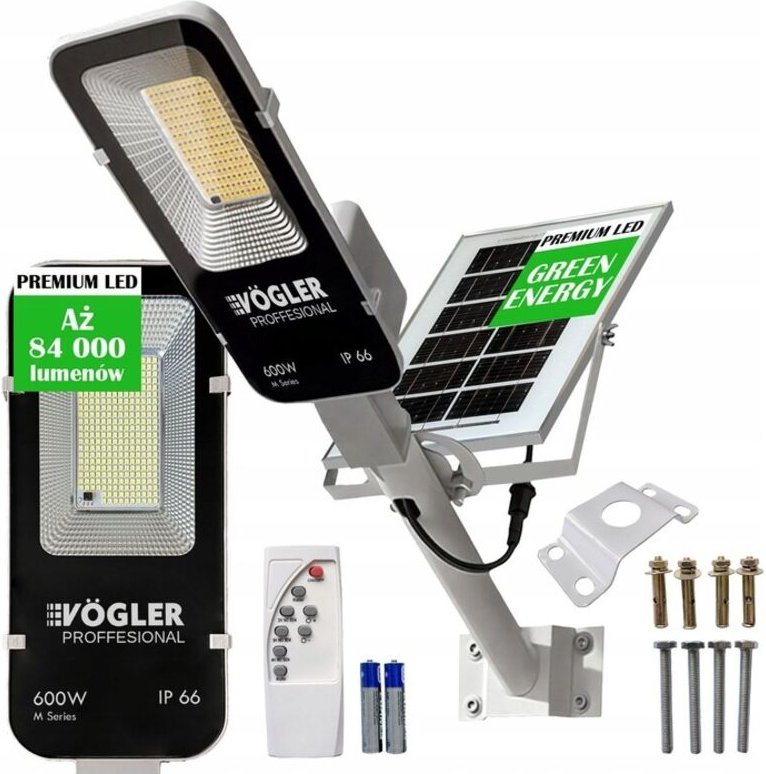 LEISTUNGSSTARKE LED SOLARLAMPE VOGLER 600W mit RADAR Bewegungs- und Dämmerungssensor