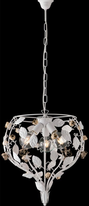 Bella - Shabby-Kronleuchter aus weiß lackiertem Eisen, 3 Lichter 113 - Ø49 - BL196-3-BCO - Bonetti Illumina