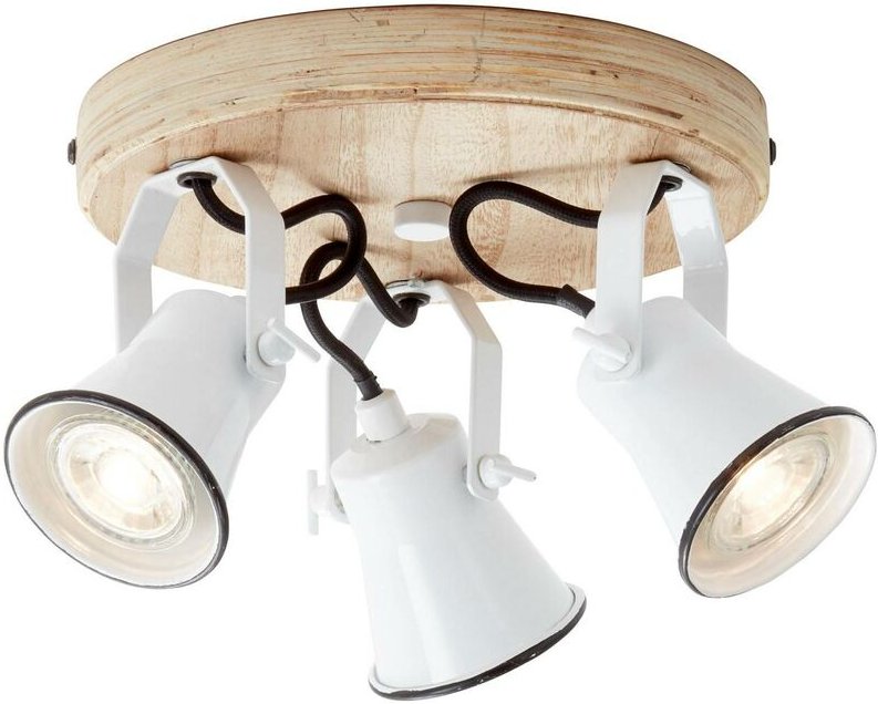 Thumbnail - BRILLIANT Lampe Seed Spotrondell 3flg weiß/holz hell 3x PAR51, GU10, 5W, geeignet für Reflektorlampen (nicht enthalten) ...
