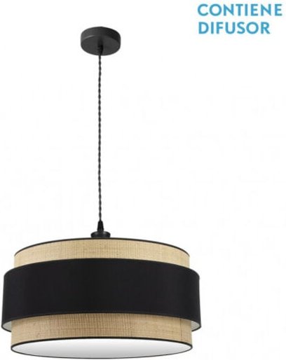 FABRILAMP Natürliche/schwarze Pendelleuchte 3 Leuchten Modell Kandy