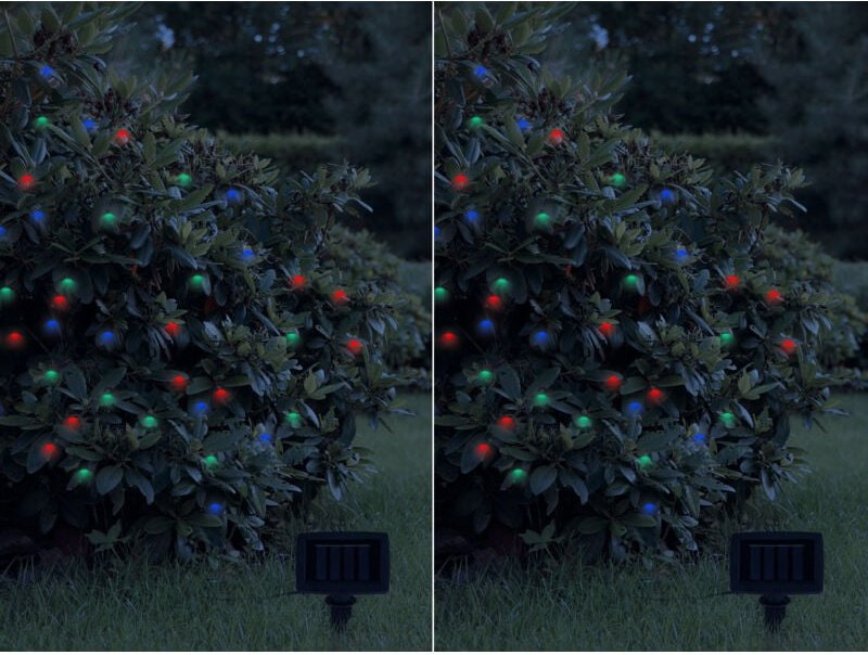 Meinewunschleuchte - 2er Set led Outdoor Solar Lichterkette rgb Weihnachtsbeleuchtung, 12 Meter