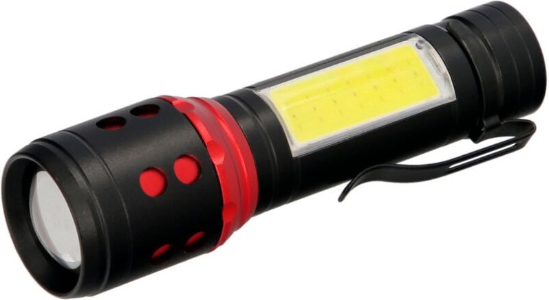 Linterna led De Mano Mini Aluminio Recargable usb (1.200 mah) 500 Lumenes 5 Watt. Con Función Zoom y Clip Sujeción