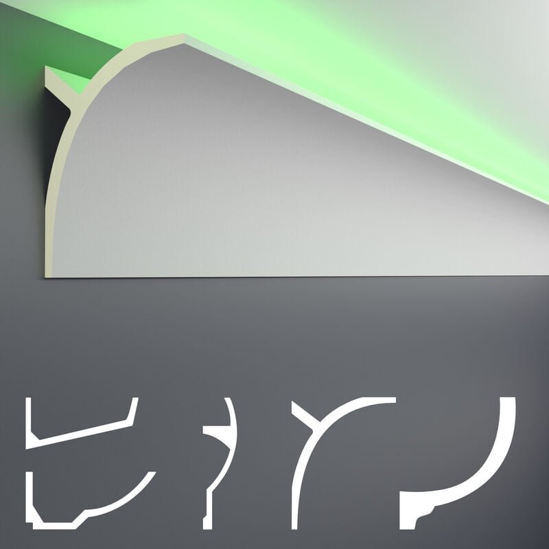 Led Stuckleisten aus pu - lichtundurchlässig, Variantenvielfalt & vorgrundiert - Sparpakete: 10 Meter, AB276 / 110x140mm