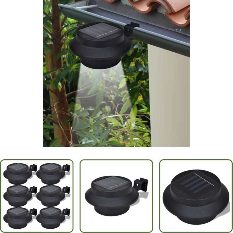 vidaXL LED Lampe - 6x Außenlampe Sonnenlichtset Zaunlicht Schwarz