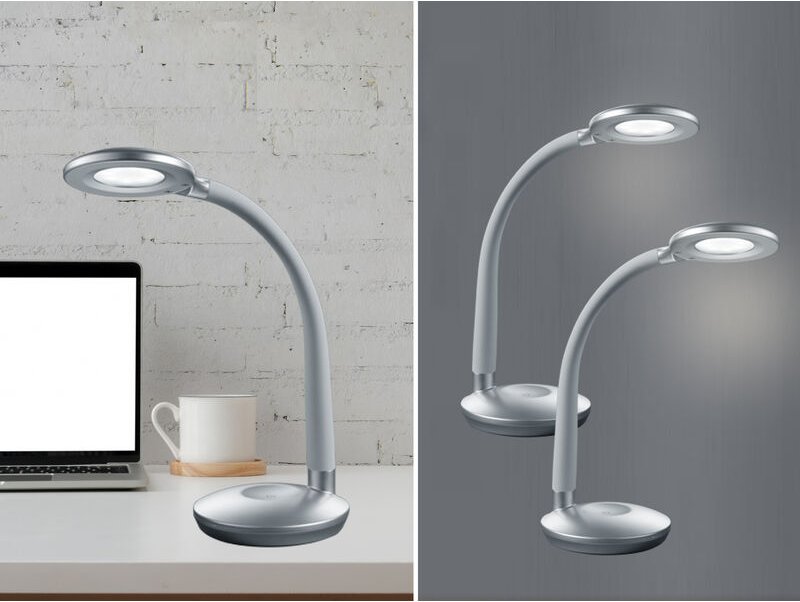Meinewunschleuchte - led Schreibtischleuchten 2er set Titan, Flexgelenk & Touch Dimmer, 32cm hoch