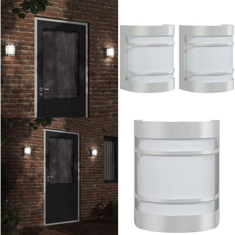 Außenwandleuchten 2 Stk. Silbern Edelstahl - Outdoor-Beleuchtung - Wandleuchte - Edelstahl - Glas - Silber - Home & Livi...