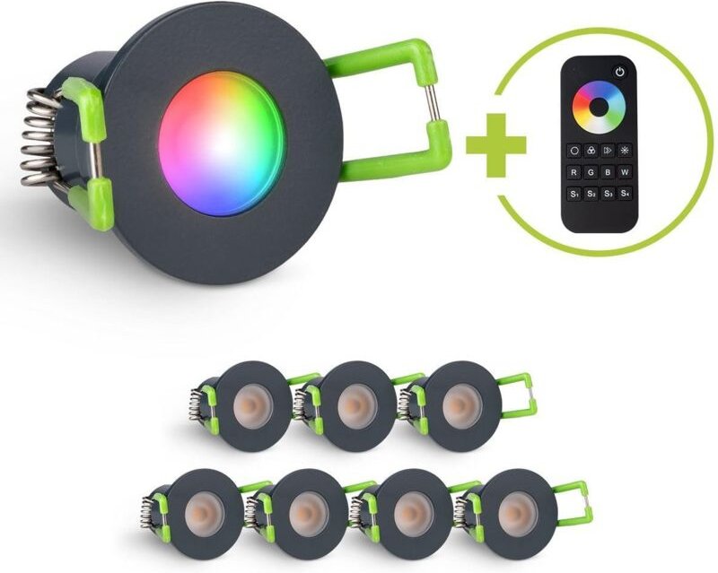 Einbaustrahler Mini Livorno 3W RGBW IP65 - Farbe: anthrazit RAL 7016 - Anzahl: 8x