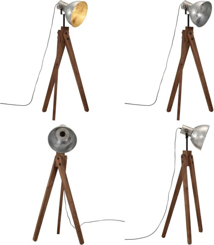 Stehleuchte 25 W Vintage Silbern 45x45x120 cm E27 - Industrielampen - Stehlampe - Wohnraumleuchte - Vintage Stil - Retro...