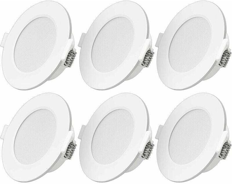 Ultradünner 6-W-LED-Einbaustrahler, 230 V, IP44, warmweiß. 6er-Pack Einbaustrahler. Einbautiefe: 26 mm. Mini-Deckenstrah...