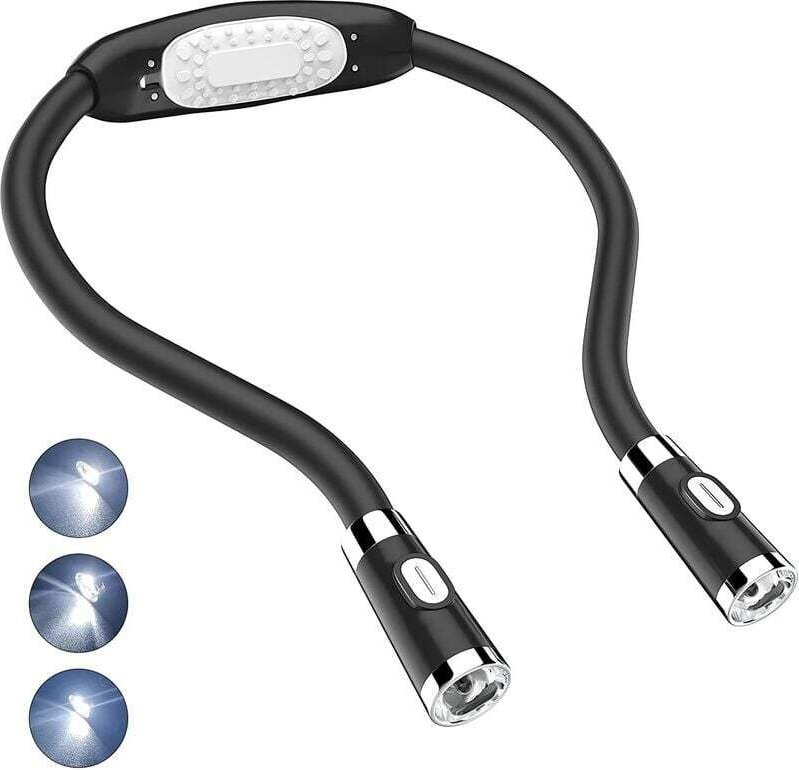 LED-Leselicht, Halslampe, freihändiges, flexibles LED-Nachtlicht um den Hals, batteriebetrieben, für Heimwerken, Stricke...