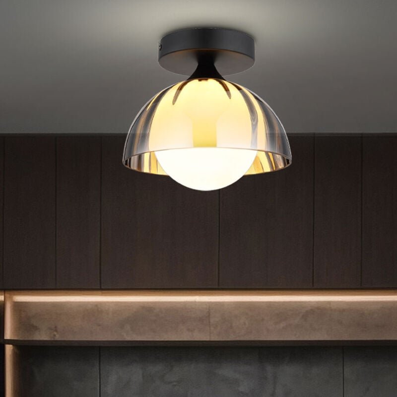 Deckenlampe Deckenleuchte Küchenlampe Retro Glas rauch Wohnzimmerlampe h 17,5 cm