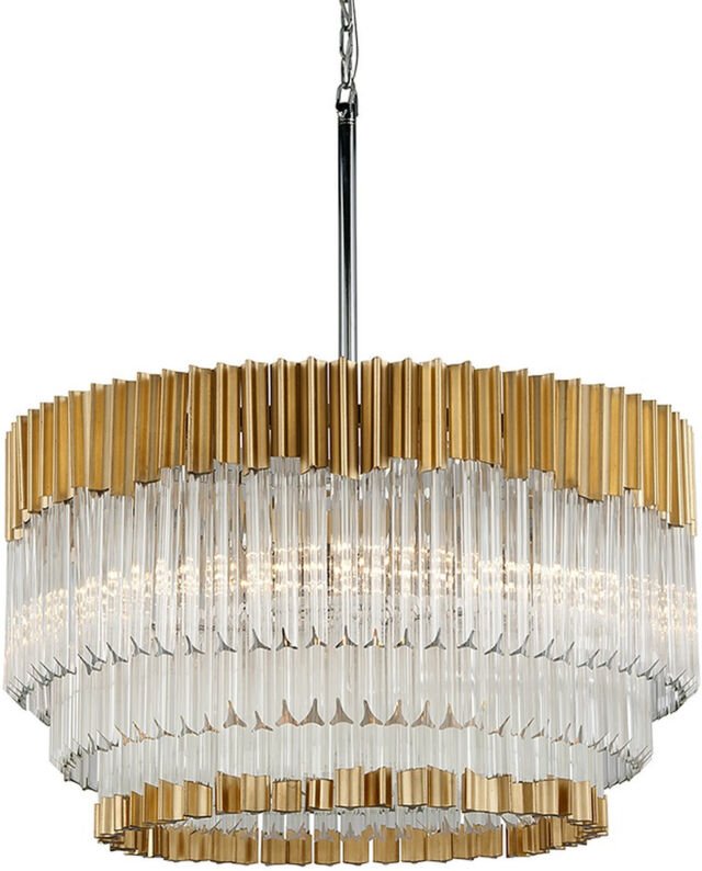 Charisma 8-Licht-Anhänger Blattgold Polierter Edelstahl, Kristall