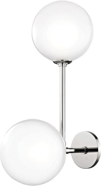 Ashleigh 2-flammige Wandleuchte Nickel poliert, Glas