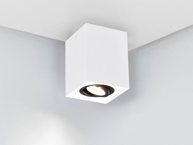 Led Deckenstrahler eckig Weiß-Schwarz, Breite 9,6cm