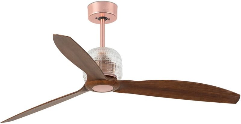 Faro Deco Mittlerer Deckenventilator mit 3 Flügeln, Kupfer, Walnuss, Wiz Smart System
