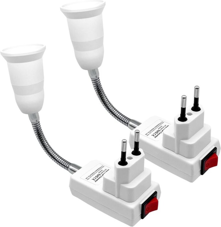 2PCS E27 Fassung Steckdose,E27 Wandlampe mit Schalter,360° Verstellbare Schwanenhals Fassung,für Lampenfassung LED Beleu...