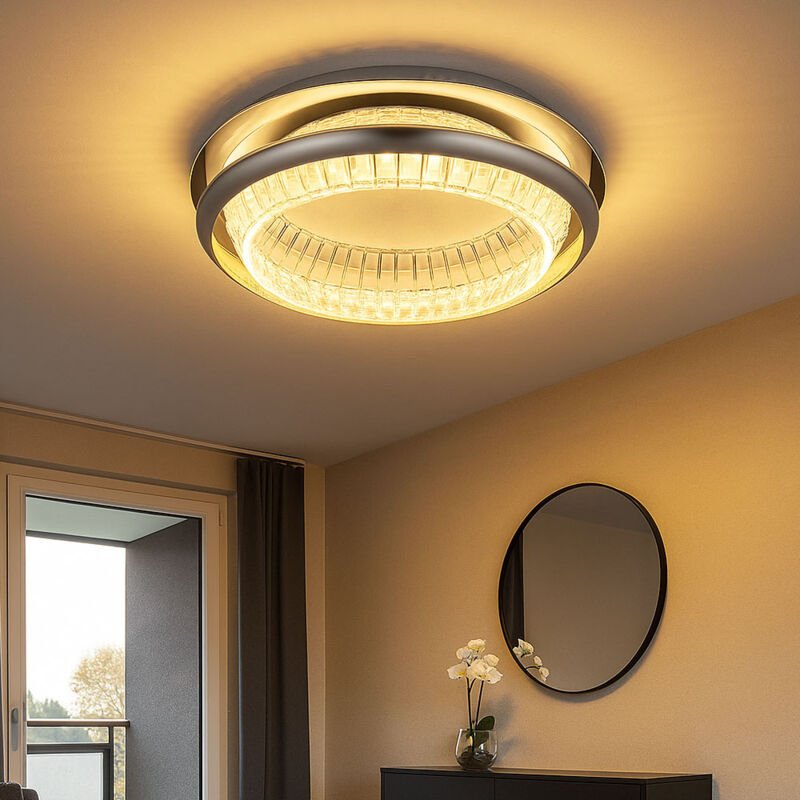 Globo - Schicke 40W led Decken Leuchte Lampe Esszimmer Chrom Glas EEk 15681D