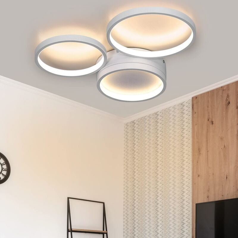 Led Deckenleuchte Schlafzimmer Deckenlampe - Weiß Warmweiß Schlafzimmerlampe mit 3 Ringe Design 22W Modern Wohnzimmerlam...
