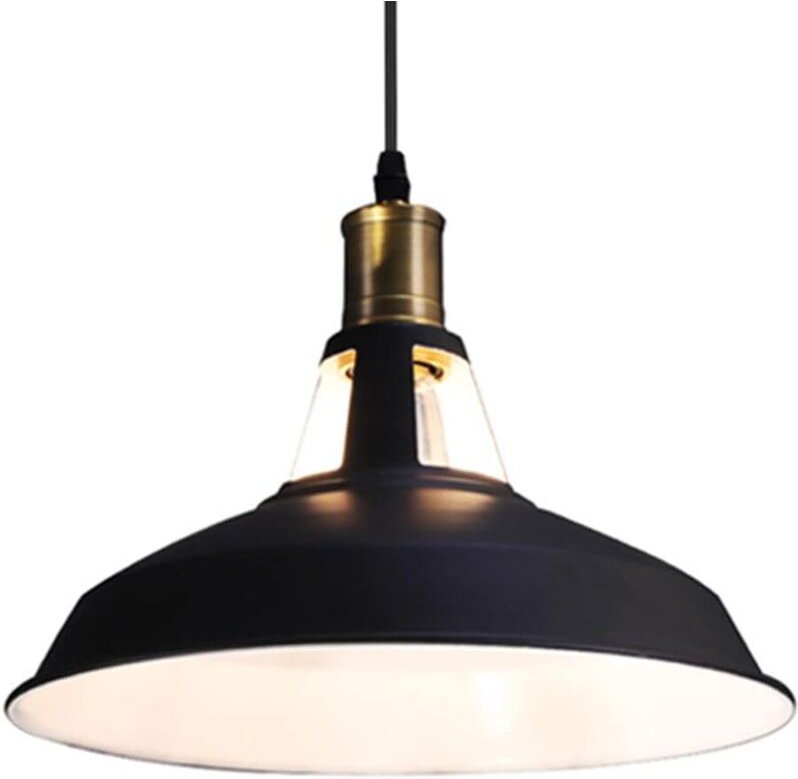 Vintage Metall Pendelleuchte Höhenverstellbar Hängende Deckenleuchte für Wohnzimmer Esszimmer,27cm Schwarz und Weiß