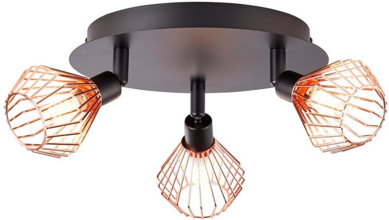 BRILLIANT Lampe Dalma Spotrondell 3flg schwarz/kupfer 3x QT14, G9, 33W, geeignet für Stiftsockellampen (nicht enthalten)...