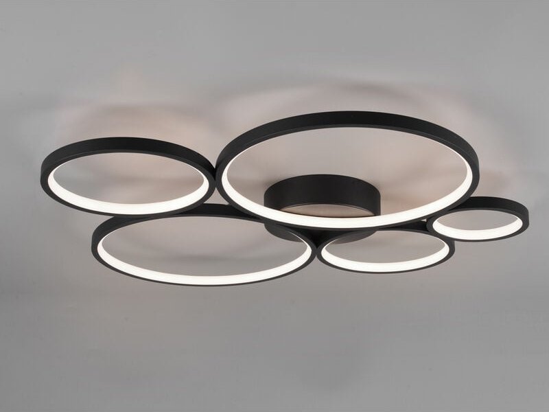 Trio Lighting - Flache led Ringleuchte Deckenlampe rondo dimmbar aus Metall in Schwarz, b: 59cm