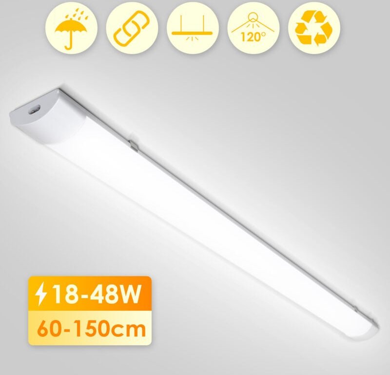 Wolketon LED Feuchtraumleuchte Wasserdichte LED-Lichtleiste 150cm 48W IP65 mit Steckverbindung Farbtemperatur: Neutralwe...