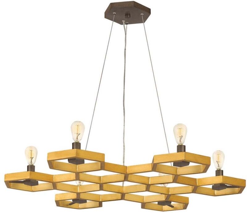 Kronleuchter Hängelampe Deckenleuchte Stahl Gold d 54,2 cm Esszimmerleuchte