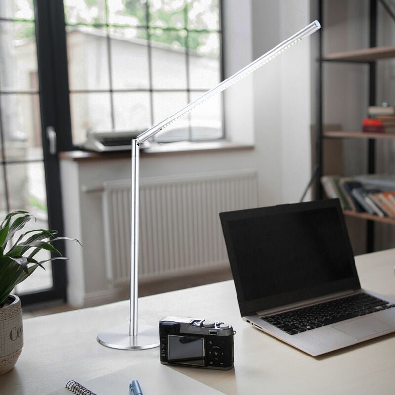 Led Tischleuchte Schreibtischlampe Tischlampe Büroleuchte Leselampe, Metall Acryl nickel-matt, flexibel, 5W 460lm 4000K ...