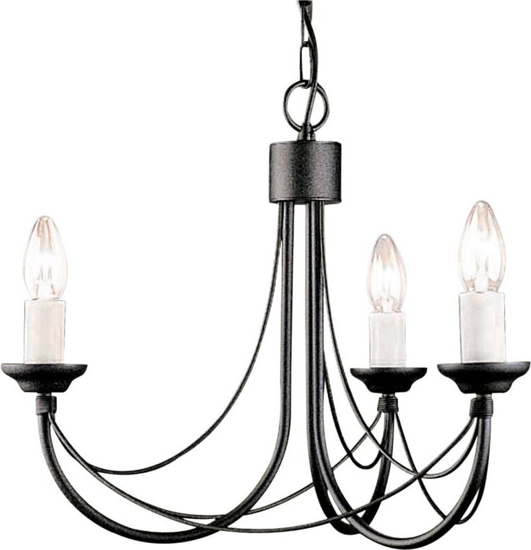 Kronleuchter Hängelampe Deckenleuchte Stahl Schwarz d 47 cm Esszimmerleuchte