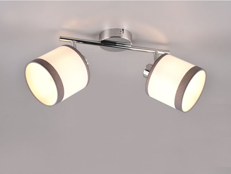 Meinewunschleuchte - led Wand- & Deckenstrahler mit Stoffschirmen in Weiß/Grau, Breite 35cm