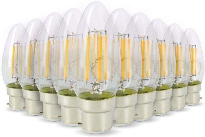 10er-Pack LED-Flammenlampen, 4 W (40 W), B22-Sockel, warmweiß (2700 K)