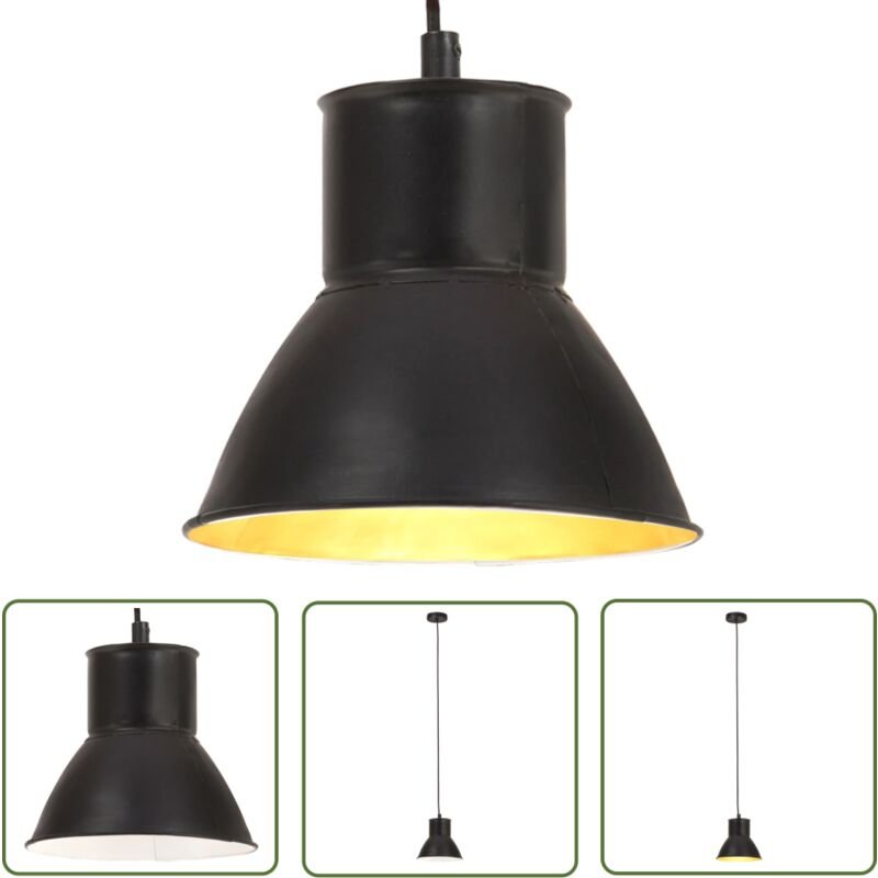 The Living Store Hängelampe 25 W Schwarz Rund 17 cm E27 - Hängelampe - Industrielampen - Schwarze Lampe - Küchenlampe - ...