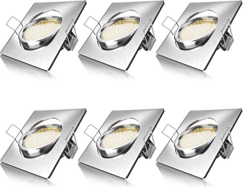 Brandson - 6x led Einbaustrahler in Edelstahl Optik, schwenkbarer Deckenspot mit 320 Lumen / Warmweiß
