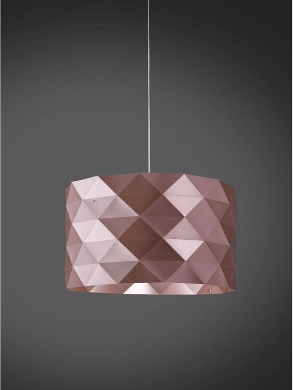 Aufhängung 5 Lichter Rosa Metall in verchromtem Metall Cm. 40 x 25 Std