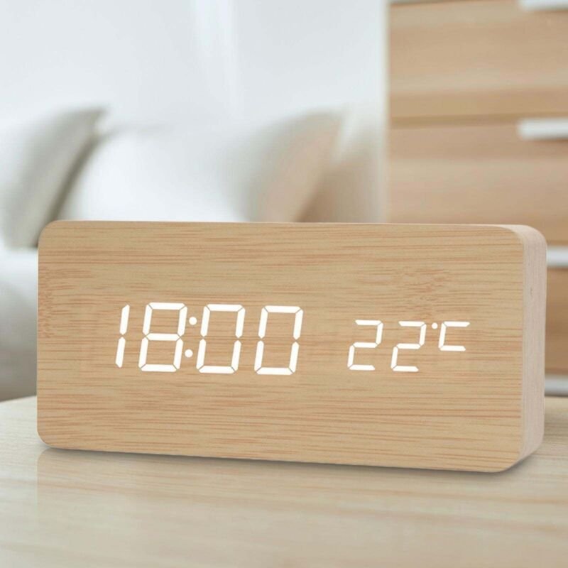 Kreativer, geräuschloser Retro-Wecker mit brauner LED-Beleuchtung im Vintage-Stil, ideal für Schlafzimmer, Büro oder Woh...