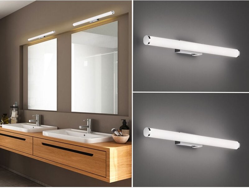 Led Bad Wandleuchten 2er Set mit Schalter Chrom - Spiegelleuchten, Breite 60cm
