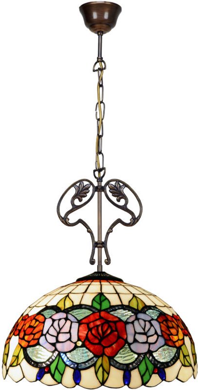 Deckenpendelleuchte mit Kette und gegossenem Ornament mit Lampenschirm mit 40 cm Durchmesser der Rosy-Serie