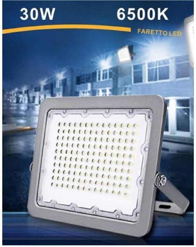 Thumbnail - Trade Shop Traesio - Trade Shop - LED-Lichtprojektor für den Außenbereich, Grau, 30 w, IP65, Lichtfarbe: 6500 k, 4000 k,...