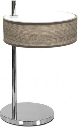 New Tischlampe Chrom/Holz Grau Modell Haiti fabrilamp