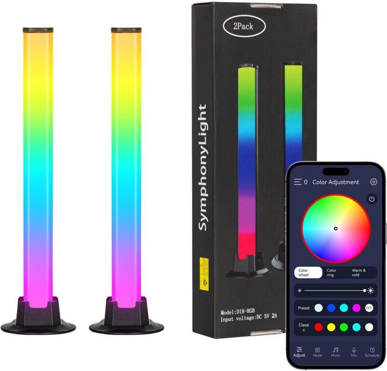 Led Lightbar, rgb Ambient Lampe mit Multi-Modi, Gaming Lampe funktioniert rgb Ambient Smart Sync mit Musik und app Contr...